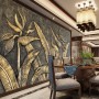 3D Embossed Look Gold Sculpture Wallpaper Mural