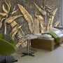 3D Embossed Look Gold Sculpture Wallpaper Mural
