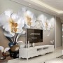 3D Look  Orchid Floral with Pebble Wallpaper Mural