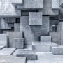 3D Look Concrete Style Gray Abstract Cubes Wallpaper Mural