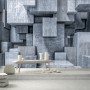 3D Look Concrete Style Gray Abstract Cubes Wallpaper Mural