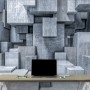 3D Look Concrete Style Gray Abstract Cubes Wallpaper Mural