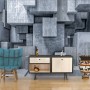 3D Look Concrete Style Gray Abstract Cubes Wallpaper Mural