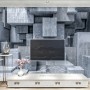 3D Look Concrete Style Gray Abstract Cubes Wallpaper Mural