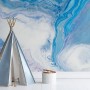 Abstract Turquoise Wave Pattern Wallpaper Mural