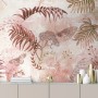 Pink Leaf and Blossom Wallpaper Mural