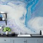 Abstract Turquoise Wave Pattern Wallpaper Mural