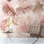 Pink Leaf and Blossom Wallpaper Mural