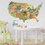 United States Map Wall Decal Sticker for Kids Room