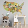United States Map Wall Decal Sticker for Kids Room