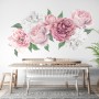 Watercolor Pink and White Peony Floral Bouqet with Rosebud Wall Decal Sticker