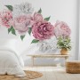 Watercolor Pink and White Peony Floral Bouqet with Rosebud Wall Decal Sticker