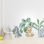 Kids Cute Safari Animal with Tropical Trees Wall Decal Sticker