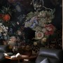 Dark Dutch Floral Bouquet with Birds Wallpaper Mural