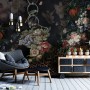 Dark Dutch Floral Bouquet with Birds Wallpaper Mural
