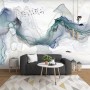 Abstract Colorful Smoke with Tree Wallpaper Mural
