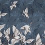 Dark Blue Grunge Style Leaves with Crane Birds Wallpaper Mural