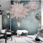 Gray Pink Feather Hot Air Balloon Wallpaper Mural