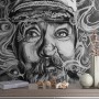 Grayscale Smoker Man Wallpaper Mural