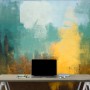 Watercolor Style Green Yellow Abstract Painting Wallpaper Mural