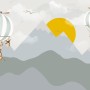 Kids Nursery Mountain Landscape with Hot Air Balloon Wallpaper Mural