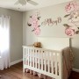 Nursery Pink White Peony Floral Bouquets Wall Decal Sticker