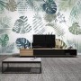 Retro Tropical Leaf Pattern Wallpaper Mural