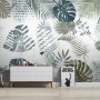 Retro Tropical Leaf Pattern Wallpaper Mural
