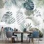 Retro Tropical Leaf Pattern Wallpaper Mural