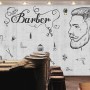 Charcoal Barbershop and Haircut Wallpaper Mural
