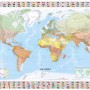 Political World Map and Country Flags Wallpaper Mural