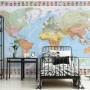 Political World Map and Country Flags Wallpaper Mural