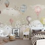 Kids Nursery Cartoon Winter and Little Hot Air Balloon Wallpaper Mural
