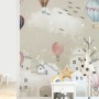 Kids Nursery Cartoon Winter and Little Hot Air Balloon Wallpaper Mural