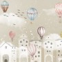 Kids Nursery Cartoon Winter and Little Hot Air Balloon Wallpaper Mural