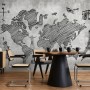 Monochrome World Map Wallpaper Mural