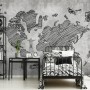 Monochrome World Map Wallpaper Mural