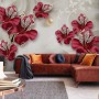Crystal Red Floral Art Wallpaper Mural