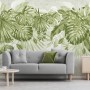 Watercolor Tropical Leaves Wallpaper Mural