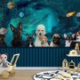 Cartoon Space with Different Dog Wallpaper Mural