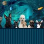 Cartoon Space with Different Dog Wallpaper Mural
