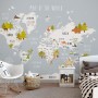 Kids World Map with Cartoon Animals Wallpaper Mural