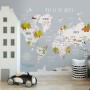 Kids World Map with Cartoon Animals Wallpaper Mural