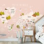Kids World Map with Cartoon Animals Wallpaper Mural