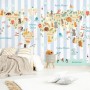 Kids Animals World Map with Stripe Pattern Wallpaper Mural