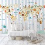 Kids Animals World Map with Stripe Pattern Wallpaper Mural