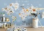 Kids World Map with Animals Wallpaper Mural