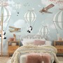 Cartoon Pandas with Hot Air Balloons Wallpaper Mural