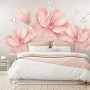 Pink Hdrangea Floral with Little Butterfly Wallpaper Mural