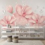 Pink Hdrangea Floral with Little Butterfly Wallpaper Mural
